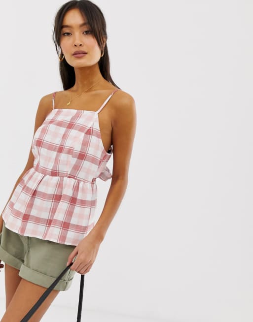 peplum check shirt