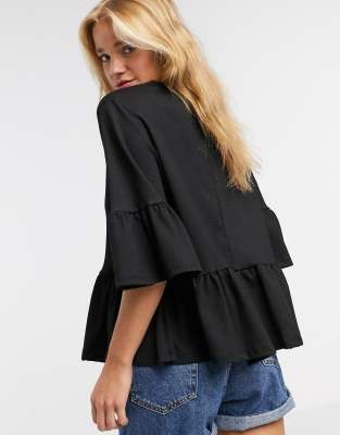 new look black peplum top