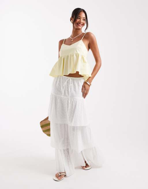 New Look - Peplum top met dunne bandjes in geel, 3 van 4