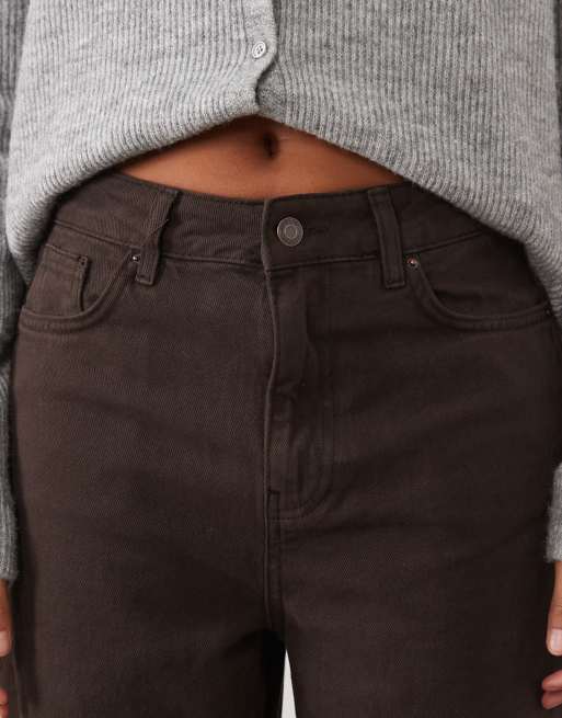New Look Petite Adalae jeans med vida ben i mörkbrun, 5 av 5