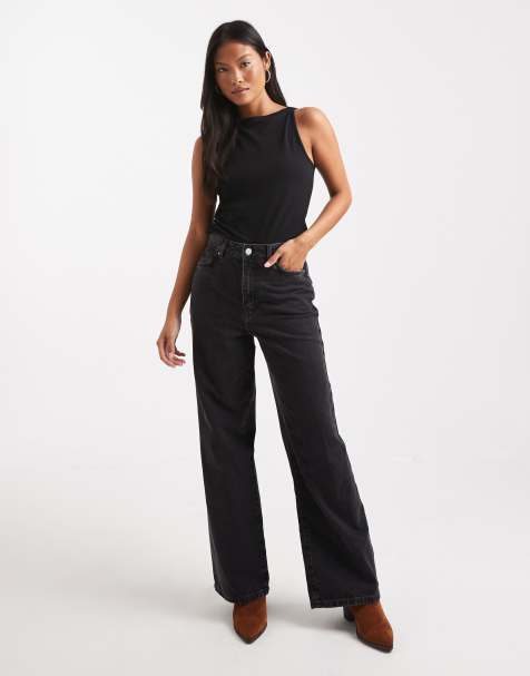 New Look Petite Adalae wide leg jean in black - view 1