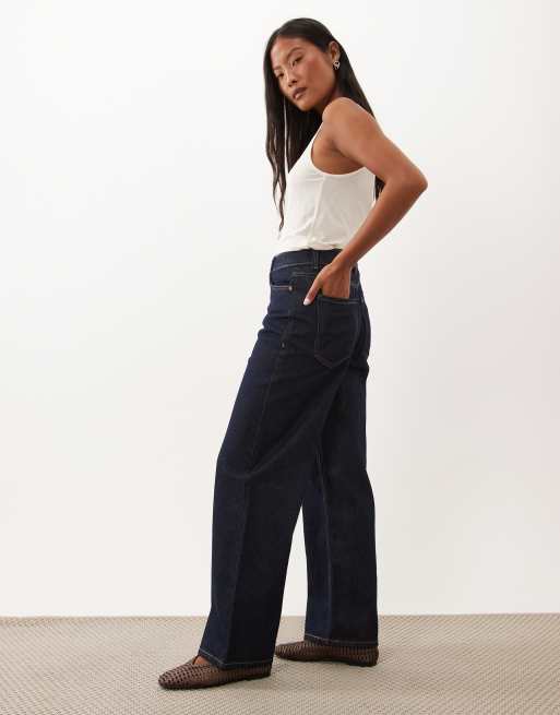 New Look Petite Adalae wide leg jean in navy, 3 of 5