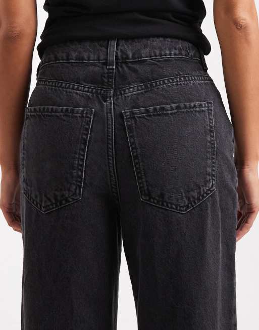 New Look Petite Adalae wide leg jeans in black, 5 of 5