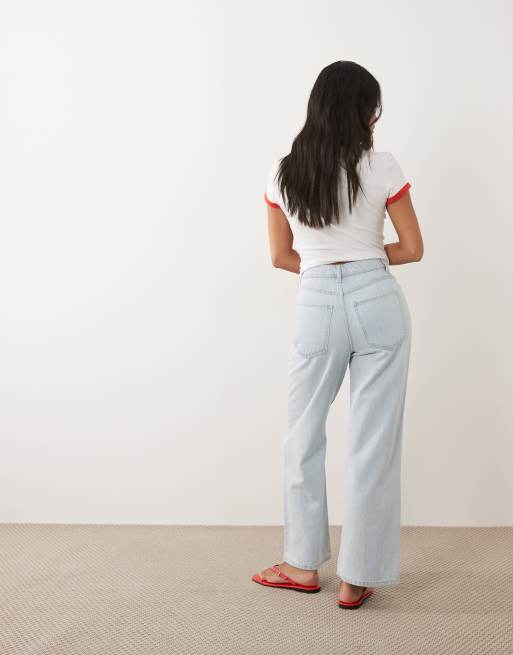 New Look Petite Adalae wide leg jeans in light blue, 3 of 5