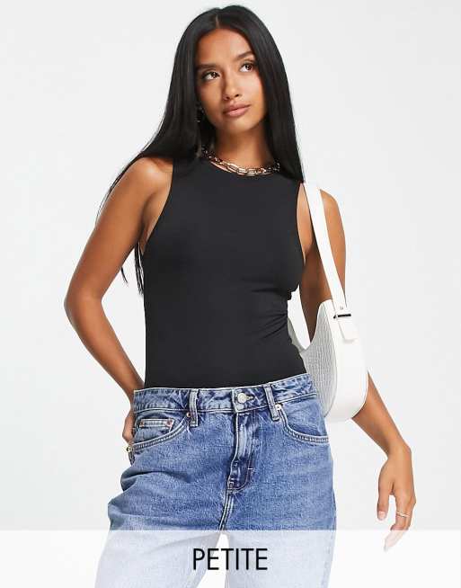New Look Petite - Body met racer hals in zwart