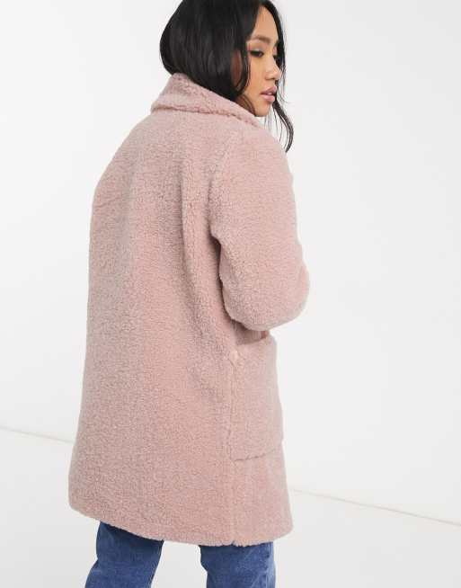 Manteau effet 2024 mouton rose