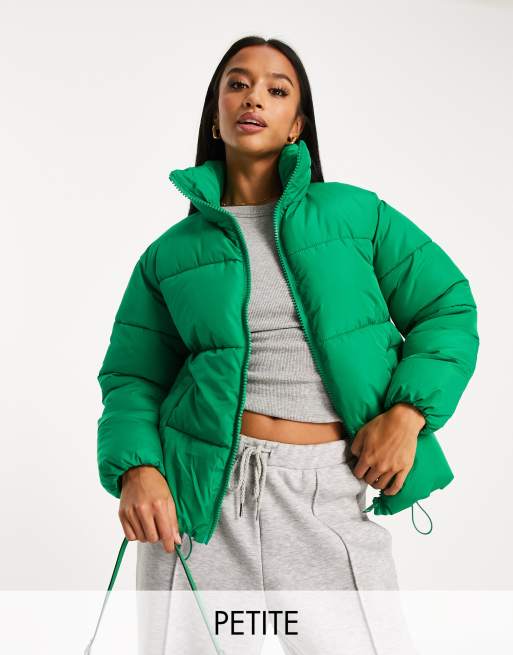 New Look Petite boxy puffer in green | ASOS