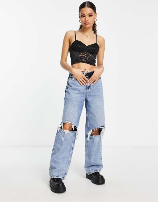 New Look Petite - Brassière nera in pizzo e raso, 4 di 4