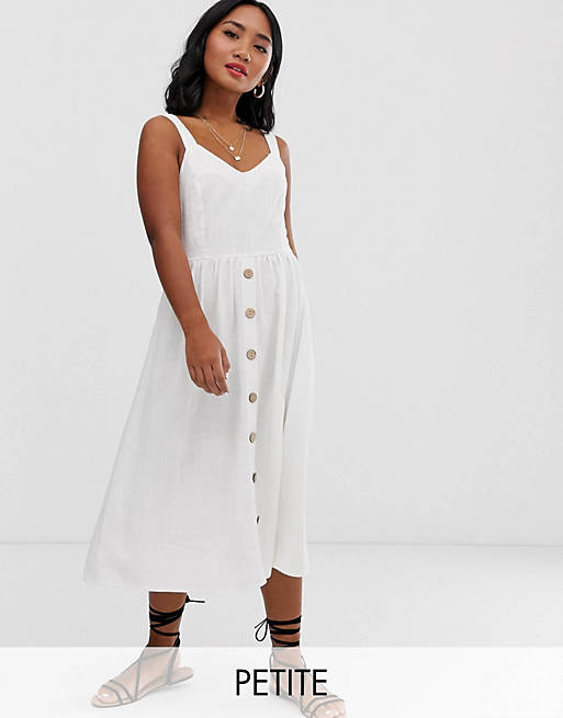 New Look Petite button down midi dress in white | ASOS