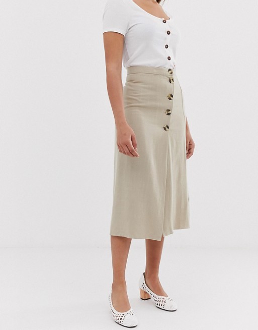 Image result for New Look Petite button down skirt in stone