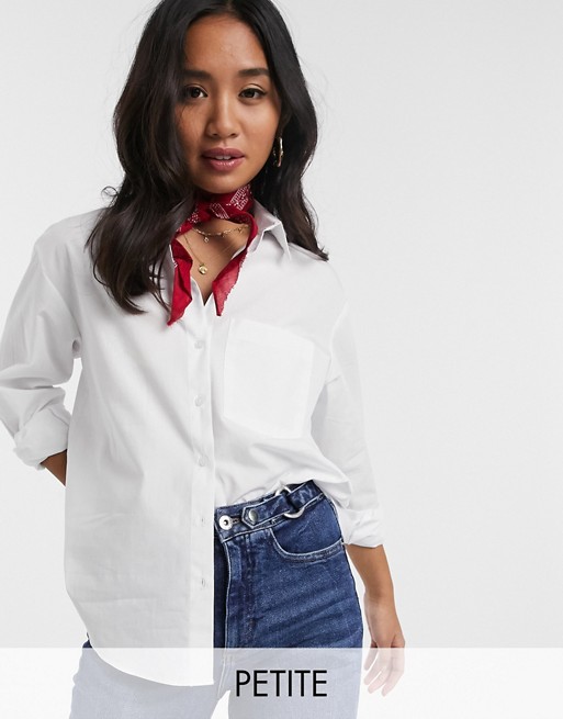 New Look Petite button through shirt in white