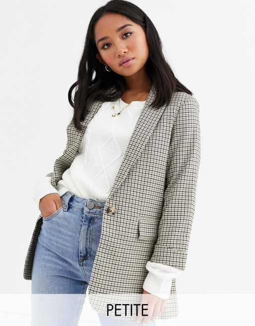 New Look Petite check blazer in black pattern