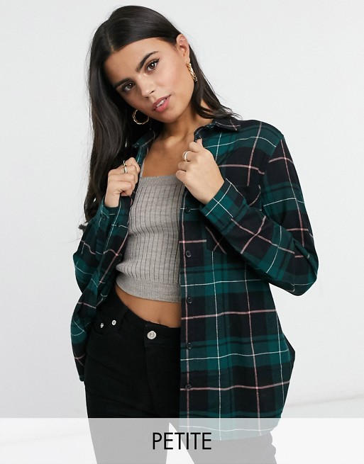 New Look Petite check shirt in green pattern