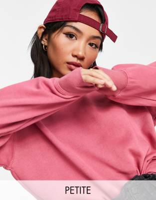 New Look Petite New Look Petite co-ord acid wash sweatshirt in pink