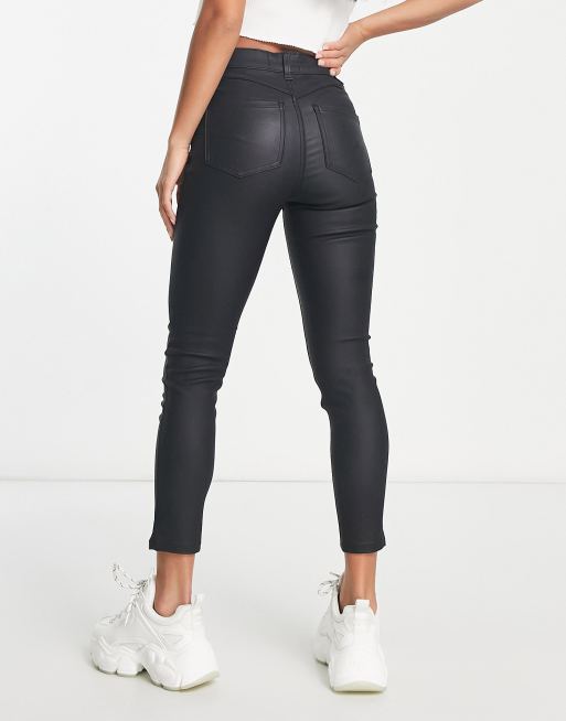 New Look coated jeggings in black