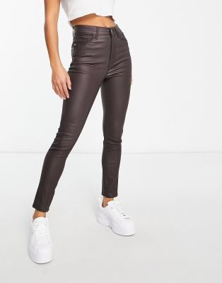 New Look Petite Coated Skinny Jean In Brown