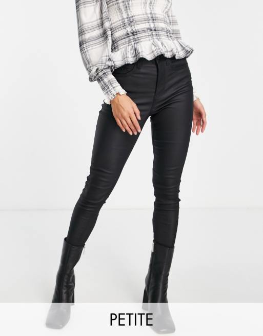 New Look Petite coated skinny jeans in black ASOS