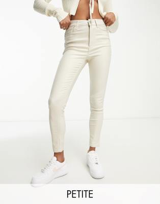 New Look Petite coated skinny jeans in off white