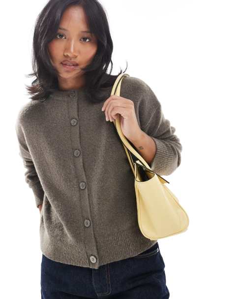 New Look Petite crew neck cardigan in beige - view 1