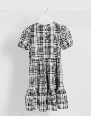 black and white check dress new look