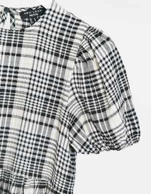 black and white check dress new look