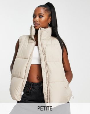 New Look Petite cropped gilet in mink - ASOS Price Checker