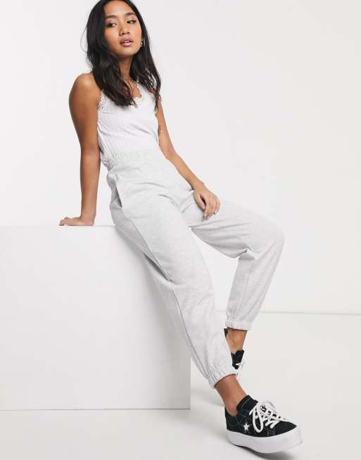 New Look Petite cuffed jogger in light gray