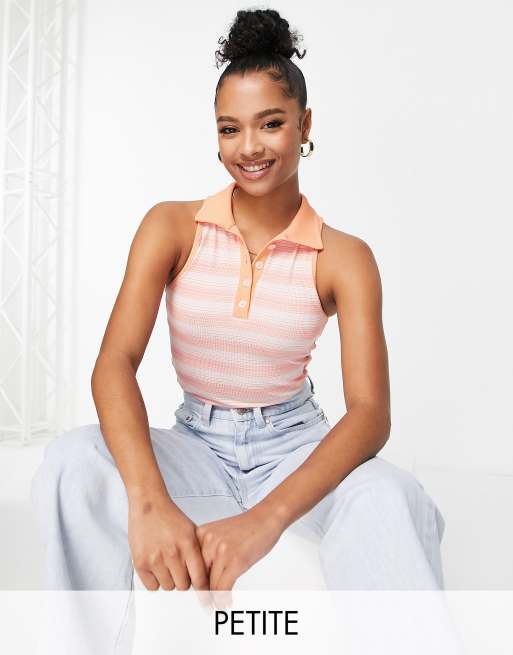 New Look Petite - Débardeur avec col - Rayures roses