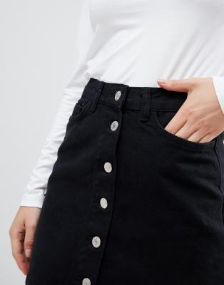 new look black denim mini skirt
