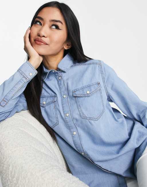 New Look Petite - Denim overhemd in blauw