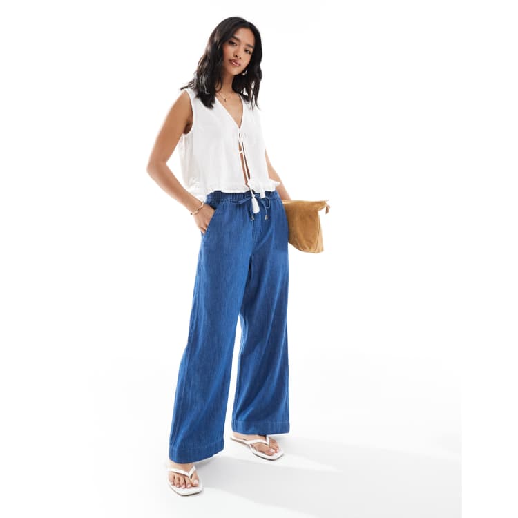 Wide Leg Jeans Womens Pull On Jeans Petite Allison Daley Petite