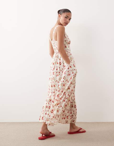 New Look Petite ditsy corset cami midi dress in cream - view 1