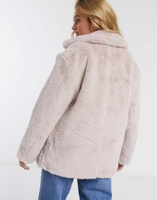 Pink fur hotsell coat asos