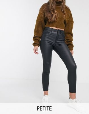 petite leather look jeans