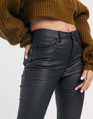 petite leather look jeans