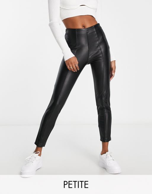 Leggings negros de efecto cuero y estilo biker de New Look Petite