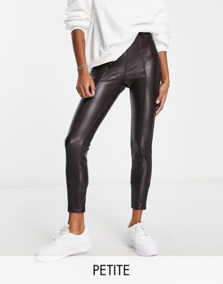 New Look Petite faux leather legging in brown