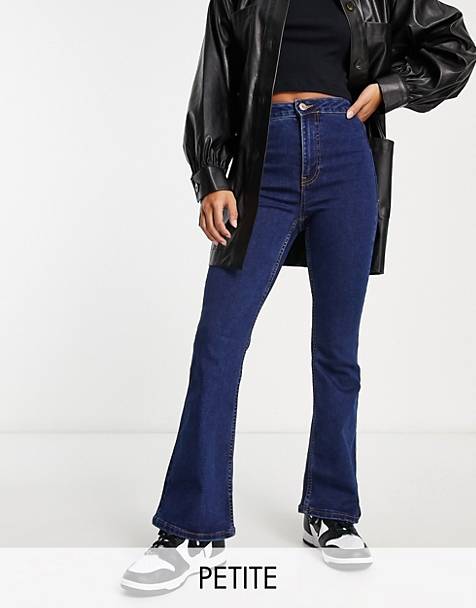 Petite stretch flare jean with split detail in medium ASOS Damen Kleidung Hosen & Jeans Jeans Stretch Jeans 