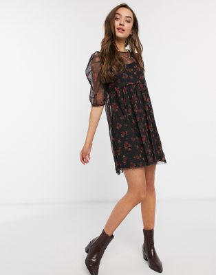 new look floral mesh dress