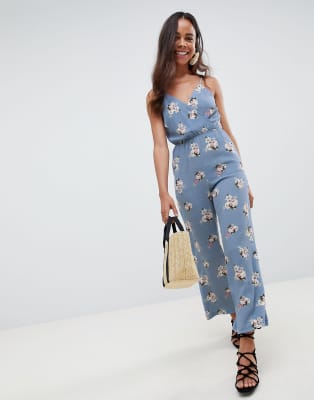 new look blue floral jumpsuit