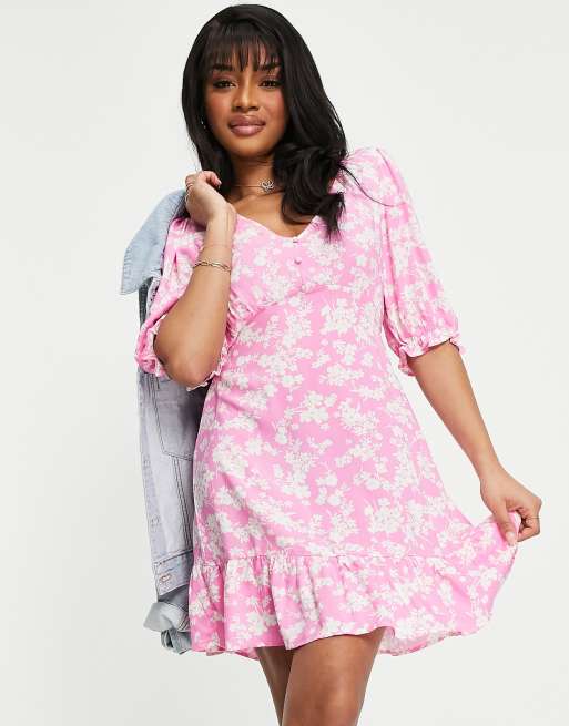 New look pink floral dress best sale