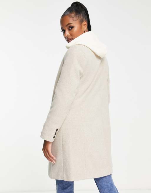 New look button front coat in beige online