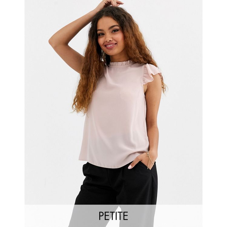 New Look Petite frill edge blouse in pink | ASOS