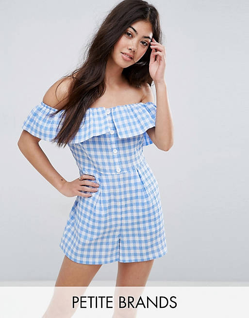 New Look Petite Gingham Double Layered Romper