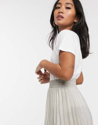 new look white pleated skirt