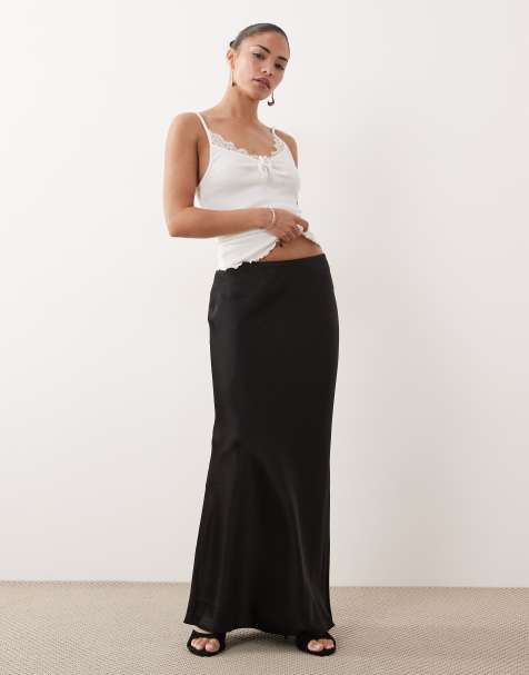 New Look Petite gonna maxi sbieca in satin nero - view 1