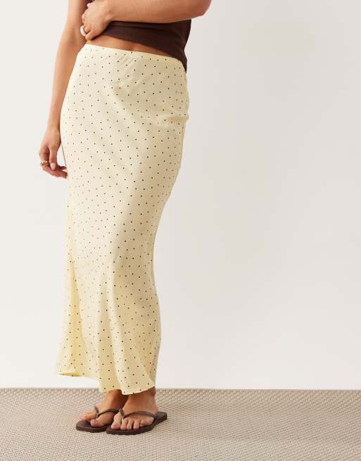 New Look Petite - Gonna midi asimmetrica gialla a pois, 2 di 5