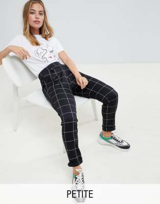petite checked trousers