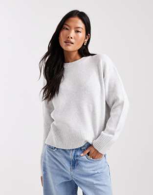 New Look Petite - Hellgrauer Pullover mit Rundhalsausschnitt