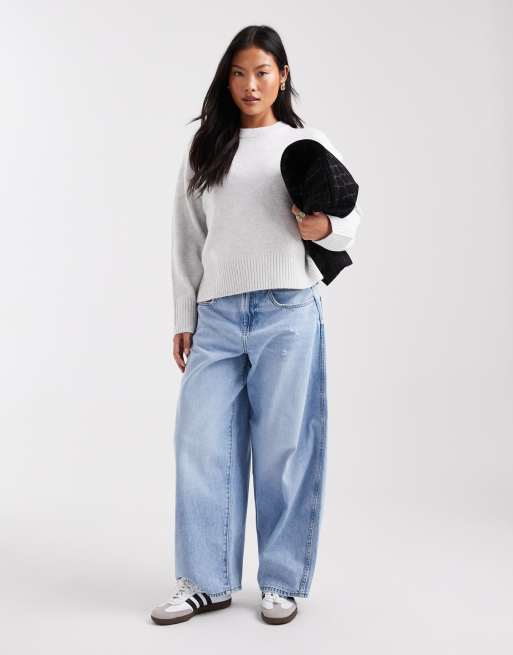 New Look Petite – Hellgrauer Pullover mit Rundhalsausschnitt, 4 von 4